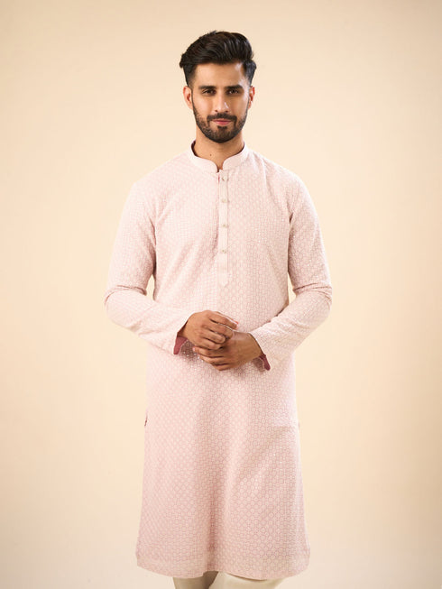 Manyavar Dusty Pink Elegance Kurta Pajama