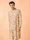 Manyavar Elegant Beige Viscose Kurta Pajama