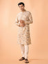 Manyavar Elegant Beige Viscose Kurta Pajama