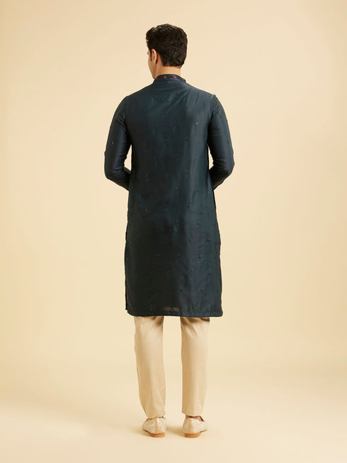 Manyavar Teal Blue Tantalizing Kurta Pajama