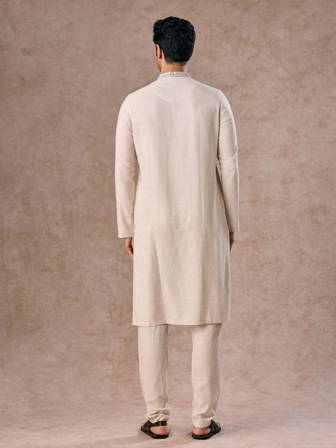 Manyavar Light Grey Elegant Kurta Pajama