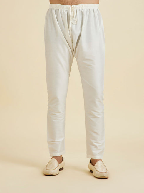 Manyavar Warm White Elegance Kurta Pajama