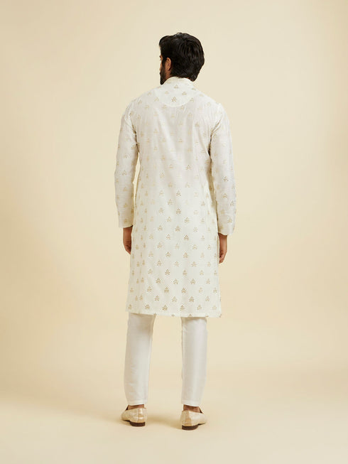 Manyavar Warm White Elegance Kurta Pajama