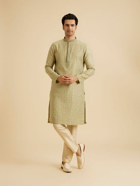 Manyavar Elegant Green Symphony Kurta Pajama