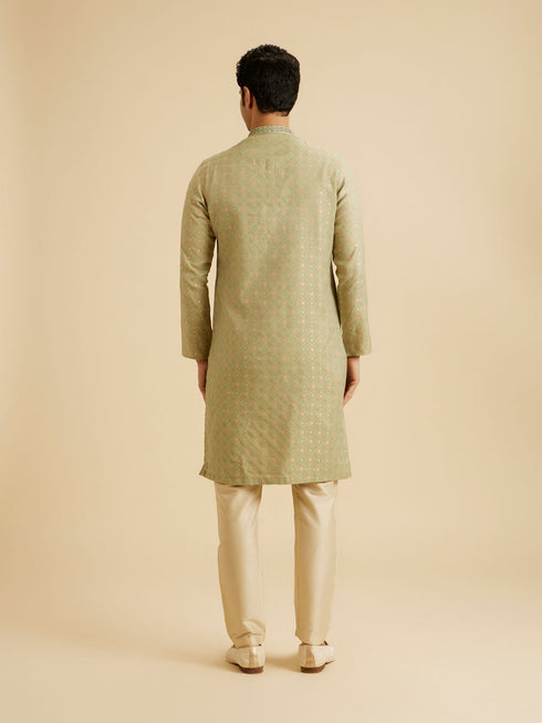 Manyavar Elegant Green Symphony Kurta Pajama