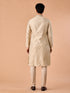 Manyavar Beige Brocade Kurta Pajama