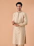 Manyavar Beige Brocade Kurta Pajama