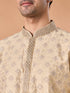 Manyavar Beige Brocade Kurta Pajama