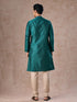 Manyavar Teal Green Brocade Kurta Pajama