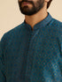Manyavar Teal Blue Elegance Kurta Pajama