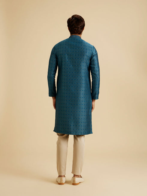 Manyavar Teal Blue Elegance Kurta Pajama