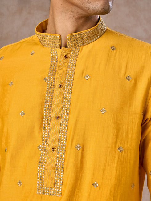 Manyavar Mustard Ensemble of Classic Elegance Kurta Pajama