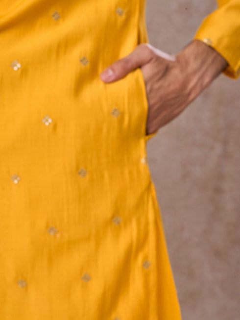 Manyavar Mustard Ensemble of Classic Elegance Kurta Pajama