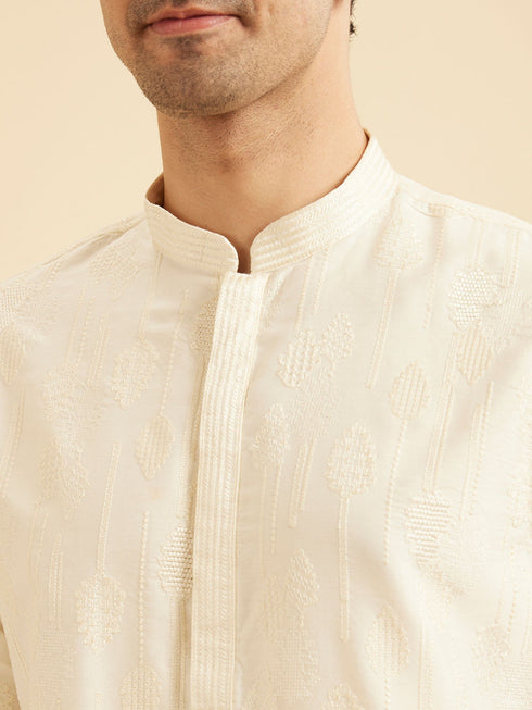 Manyavar Cream Hued Elegance Kurta Pajama
