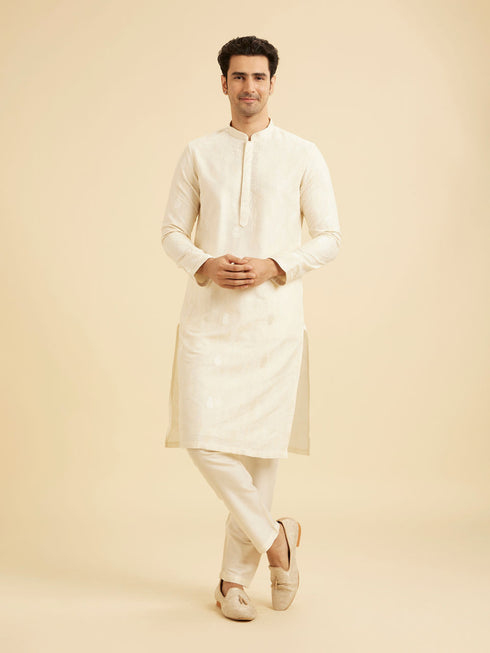 Manyavar Cream Hued Elegance Kurta Pajama