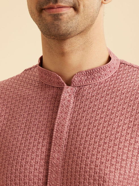 Manyavar Dusty Pink Elegance Kurta Pajama