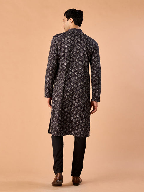 Manyavar Dark Grey Royal Elegance Kurta Pajama