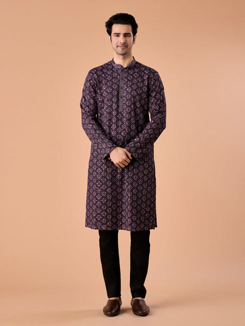 Manyavar Purple Elegance Kurta Pajama