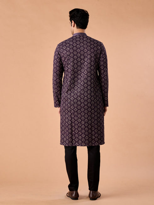 Manyavar Purple Elegance Kurta Pajama