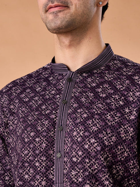 Manyavar Purple Elegance Kurta Pajama
