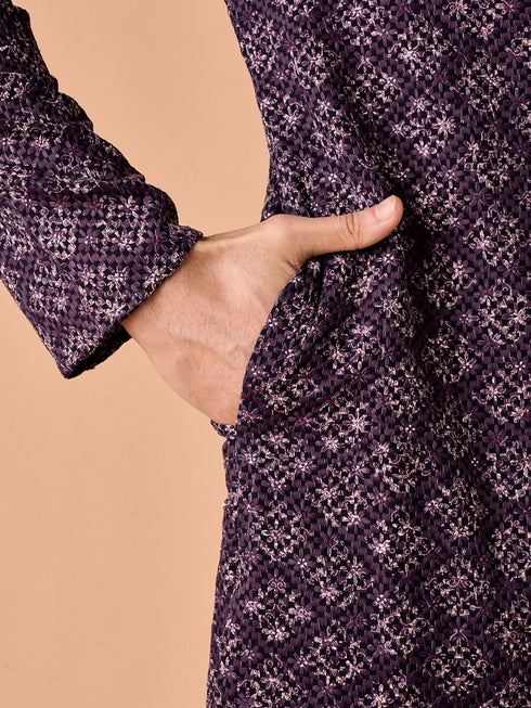 Manyavar Purple Elegance Kurta Pajama