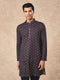 Manyavar Purple Blended Viscose Kurta Pant with Print