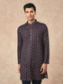 Manyavar Purple Blended Viscose Kurta Pant with Print