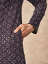 Manyavar Purple Blended Viscose Kurta Pant with Print