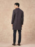 Manyavar Purple Blended Viscose Kurta Pant with Print