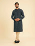 Manyavar Lustrous Dark Blue Kurta Pajama Ensemble