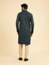 Manyavar Lustrous Dark Blue Kurta Pajama Ensemble