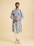 Manyavar Glorious Mid Blue Satin Kurta Pajama
