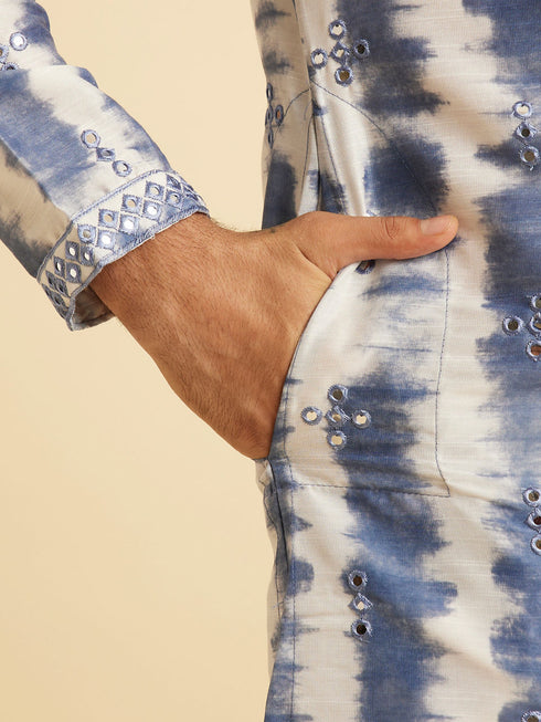 Manyavar Glorious Mid Blue Satin Kurta Pajama