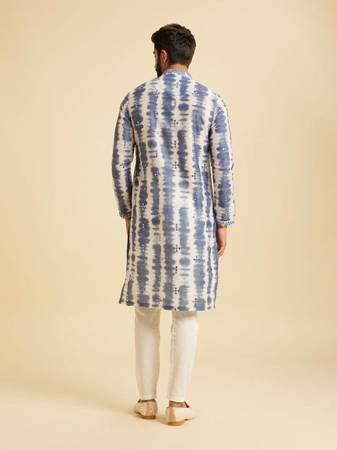 Manyavar Glorious Mid Blue Satin Kurta Pajama