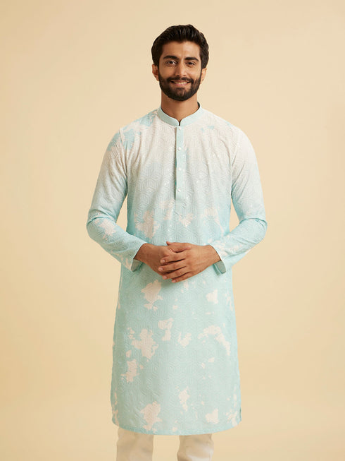 Manyavar Aqua Elegance Cotton Kurta Pajama