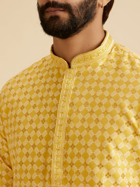 Manyavar Mustard Elegance Kurta Pajama
