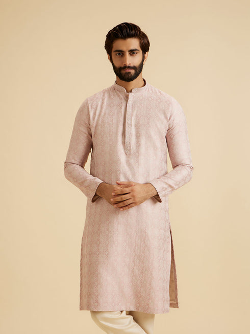 Manyavar Dusty Pink Brocade Elegance Kurta Pajama