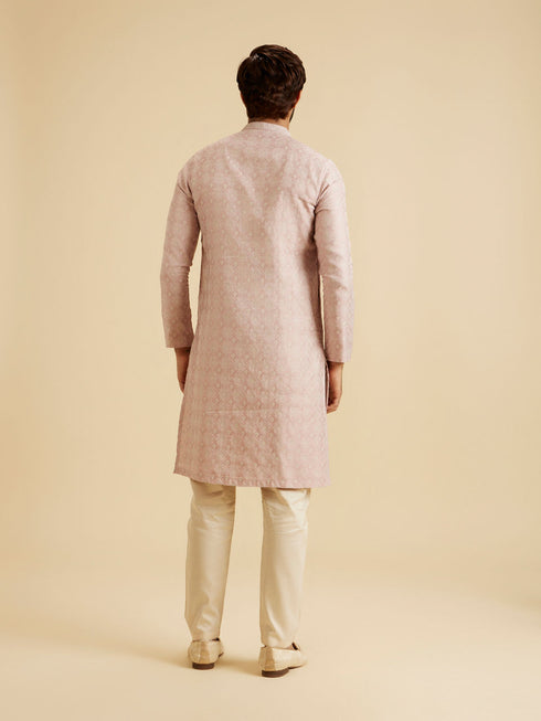 Manyavar Dusty Pink Brocade Elegance Kurta Pajama