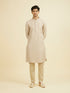 Manyavar Beige Brocade Kurta Pajama