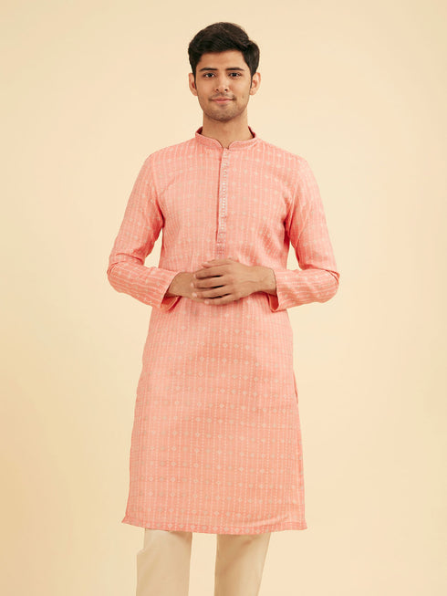 Manyavar Peach Kurta Pajama Ensemble