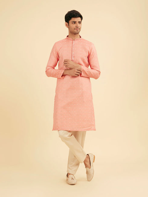 Manyavar Peach Kurta Pajama Ensemble