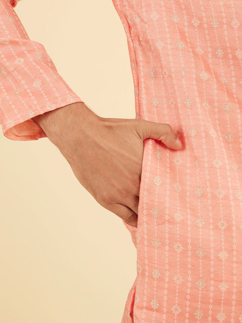 Manyavar Peach Kurta Pajama Ensemble