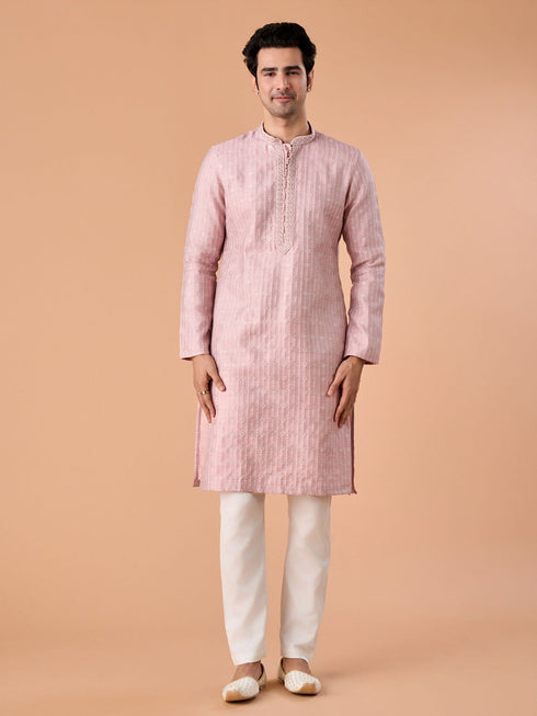 Manyavar Dusty Pink Elegance Kurta Pajama