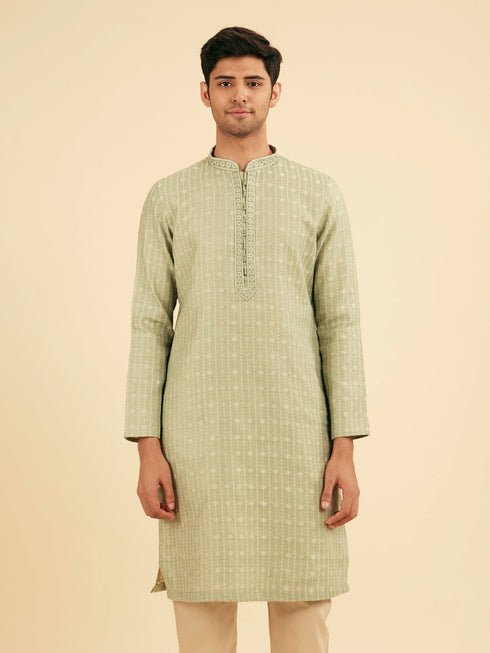 Manyavar Elegant Light Mid Green Kurta Pajama