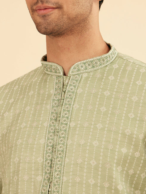 Manyavar Elegant Light Mid Green Kurta Pajama