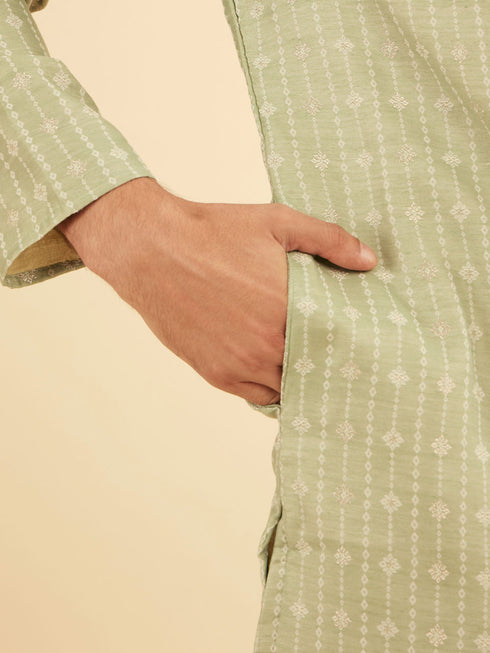 Manyavar Elegant Light Mid Green Kurta Pajama