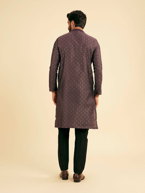 Manyavar Majestic Purple Brocade Kurta Pajama