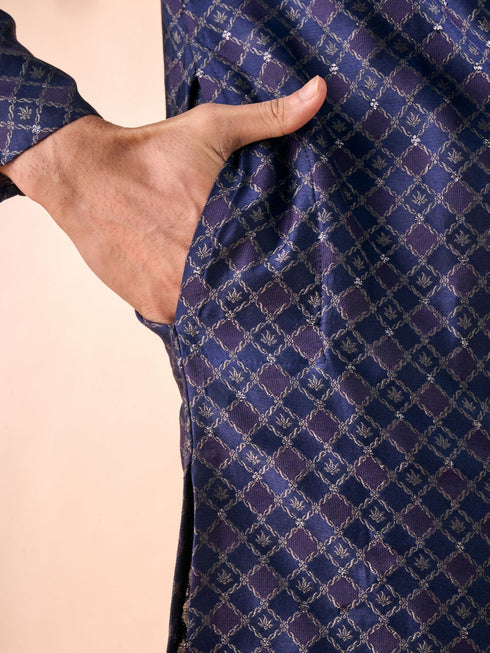 Manyavar Dark Blue Kurta Pajama Enchantment
