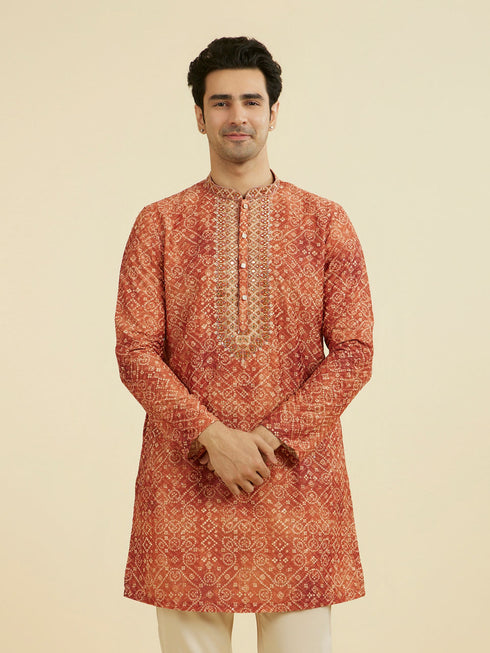 Manyavar Rust Radiance Kurta Pajama