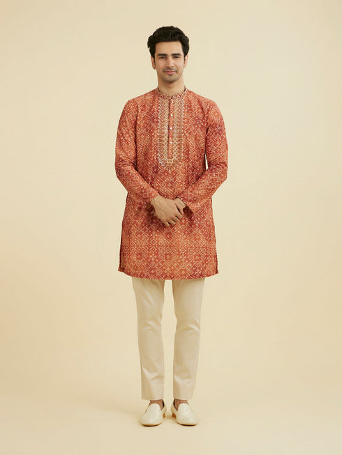 Manyavar Rust Radiance Kurta Pajama